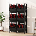 Tribesigns Wine Rack Freestanding Floor, 3 Tier Wooden Wine Storage Stand, Wobble-Free Wine Holder Display Shelf Liquor Bottle Organizer for Kitchen, Cellar (Black)