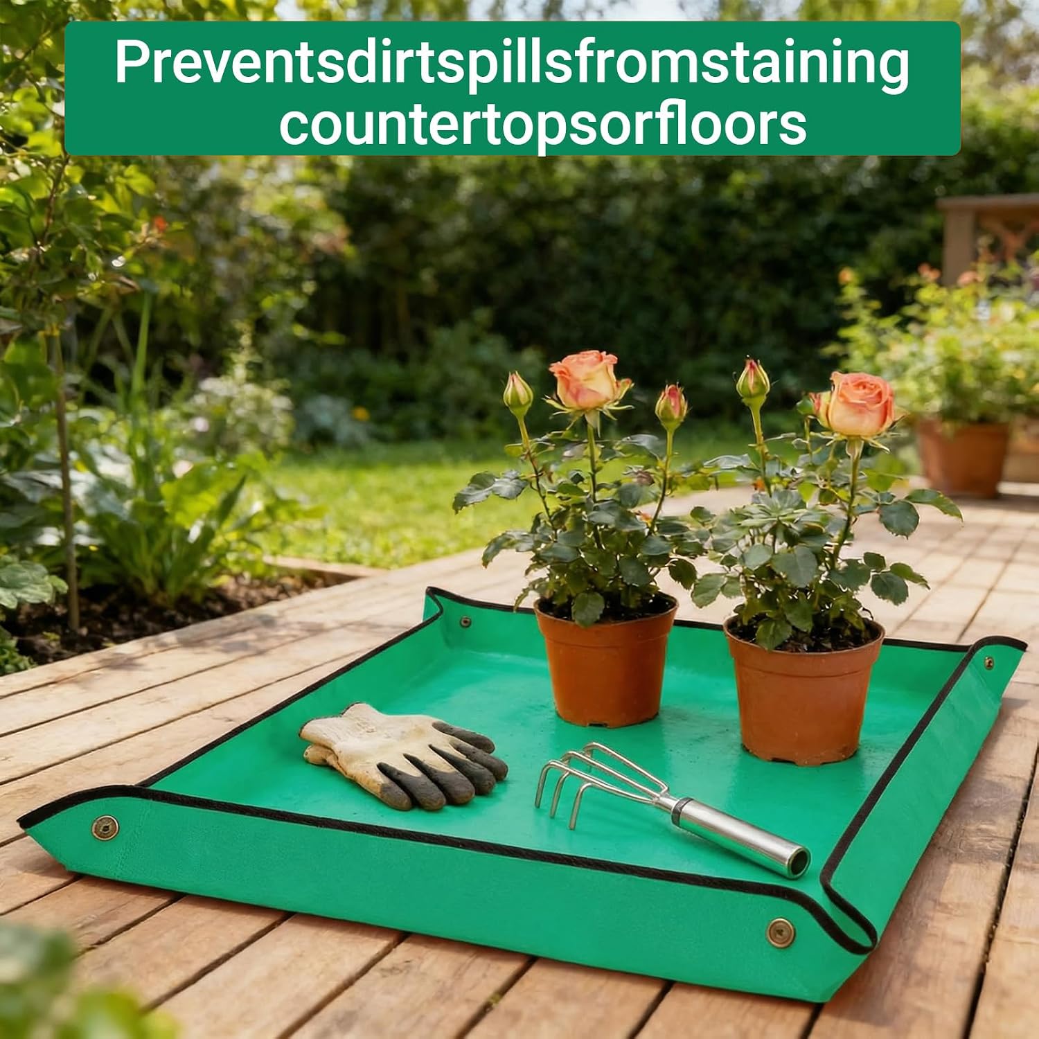 Repotting Mat for House Plants, Waterproof Portable Potting Mat Gardening Tray, Flower and Plant Care Transplanting and Potting Soil Mess Control