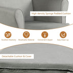 Costzon Glider and Ottoman Set, Wood Baby Rocker Nursery Furniture for Napping Reading Nursing, Cleanable Upholstered Comfort Rocking Nursery Chair with Detachable Cushion (Light Gray)