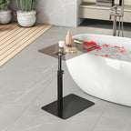 Glass C Shaped End Table Adjustable Height, Metal Base C Shaped Side Table for Sofa/Bed, 360°Swivel Couch Tables That Slide Under, Small Clear Coffee Table for Bedroom Living Room (Glass)