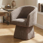 VKNOW Upholstered Swivel Dining Chairs Set of 2, Modern Dining Room Chairs with Barrel Back, Accent Arm Chair for Dining Room, Living Room, Bedroom, Vanity, Dark Brown