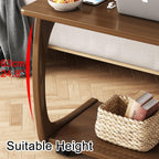 C-Shaped Rolling Sofa Side Table with Wheels, Mobile Snack End Table, Portable Workstation for Living Room and Bedside (Natural 60cm)
