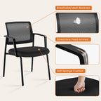 Sweetcrispy Stackable Mesh Guest Visitor Reception Chairs - Ergonomic Lumbar Support for Waiting Conference Meeting Room, Office School Lobby and Church, Space Saving, Black