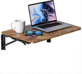 TEAMIX Wall Folding Table, Wall Mounted Floating Table Bedside Shelf for Small Space Bed Side Tray Storage, Foldable Space Saving Drop Leaf Desk for Bedroom, Living Room, Dorm 22''x15.7''(Brown)