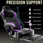 Gaming Chair with Pocket Spring Cushion and Footrest, Ergonomic Computer Chair for Adults, Breathable PU Leather Game Chair