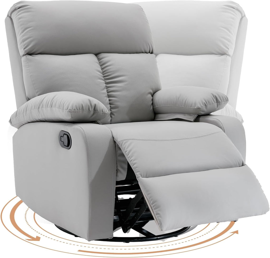 Swivel Rocking Recliner Chair with Thick Padded Armrests Comfortable Recliners Chairs for Small Spaces Living Room Bedroom Nursery