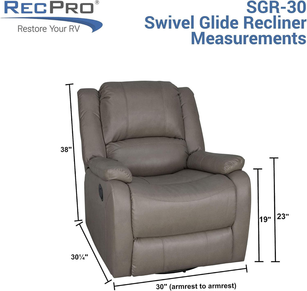 RecPro Charles 30" Swivel Glider RV Recliner, Chestnut, 2-Pack