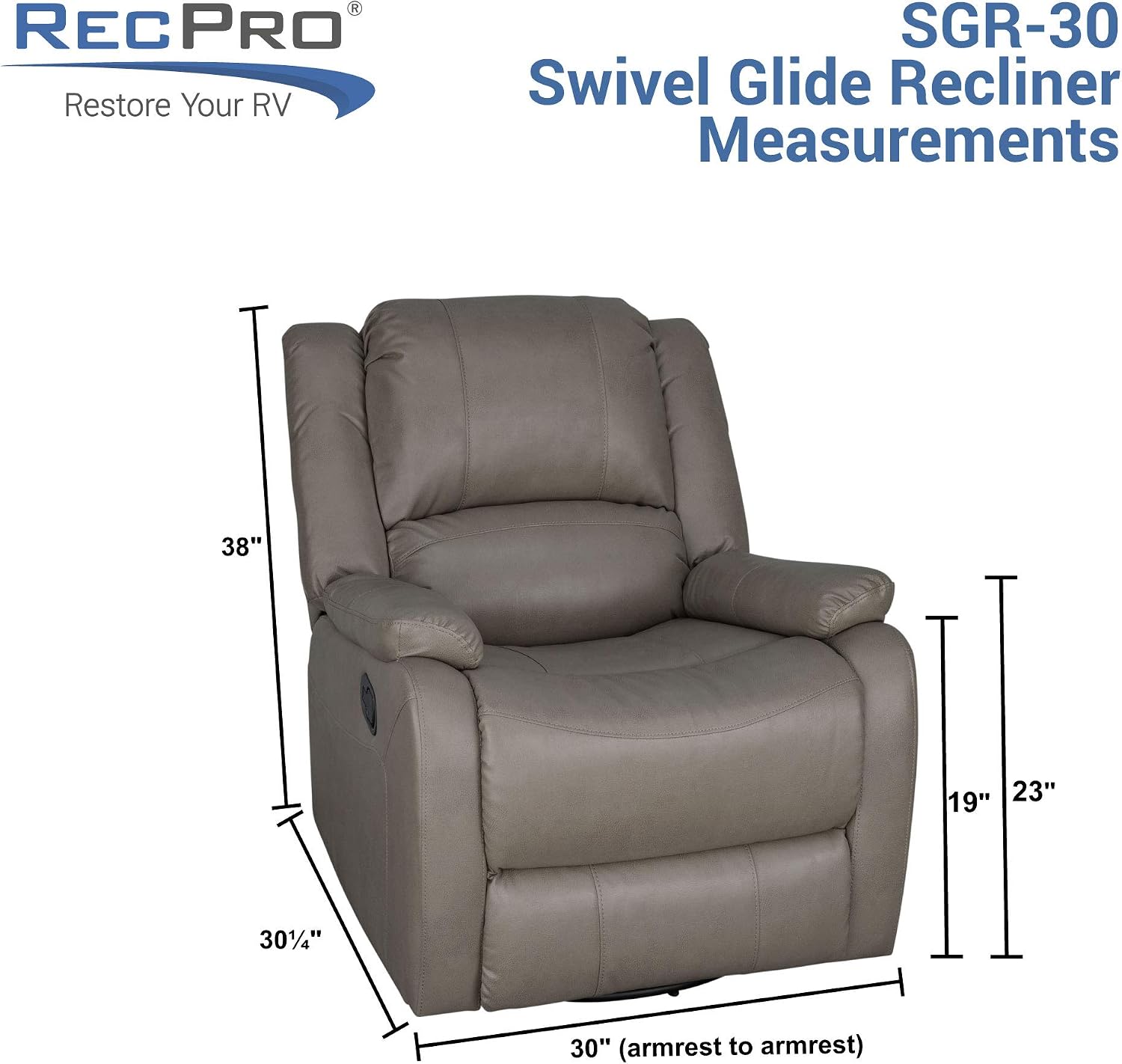 RecPro Charles 30" Swivel Glider RV Recliner, Chestnut, 2-Pack
