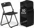 Black Folding Chairs 10 Pack Foldable Plastic Stackable Sturdy Seats for Office Family Wedding Dinner Party Events Entertaining, Steel Frame, Heavy Duty 350 lbs Capacity