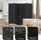 Room Divider, 4 Panel Folding Privacy Screen, 88” Portable Separating with 3 Metal Feet, Partition Room Dividers, Lightweight Freestanding Wall Divider Screen for Office Bedroom Hospital(Black)