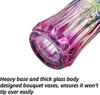 Dicunoy Set of 2 Glass Colorful Flower Vase, 9" Large Colored Crystal Flower Vase for Centerpieces, Heavy Duty Tall Flared Vase with Base for Dining Table, Living Room, Bouquet, Home, Wedding, Office
