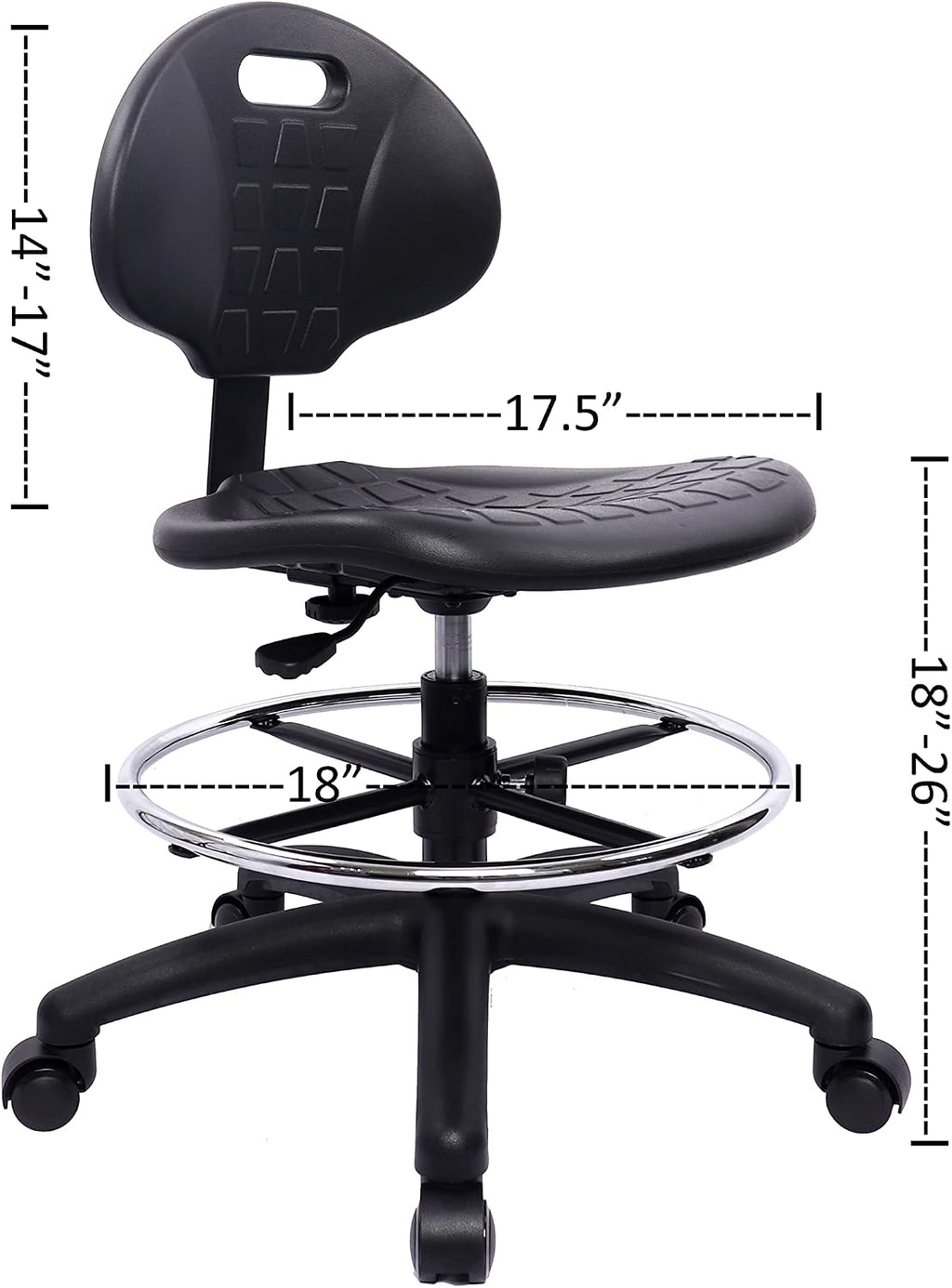 ESD Anti Static Ergonomic Polyurethane Chair Adjustable Height Heavy Duty Easy to Clean for Research, Laboratory and Cleanroom (.Standard Casters, Medium Chair)