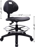 ESD Anti Static Ergonomic Polyurethane Chair Adjustable Height Heavy Duty Easy to Clean for Research, Laboratory and Cleanroom (.Standard Casters, Medium Chair)