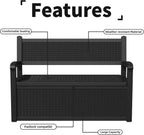 EFU Outdoor Storage Bench, Outdoor Bench with Storage, 80 Gallon Heavy-Duty&Waterproof Lockable Storage Bench Outdoor for Patio, Garden, Porch (Black)