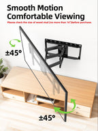 USX Mount Full Motion TV Wall Mount for Most 42-90 inch Flat Screen/LED/4K, TV Mount Bracket Dual Swivel Articulating Tilt 6 Arms, Max 16" Wood Studs, VESA 600x400mm, Holds up to 132lbs