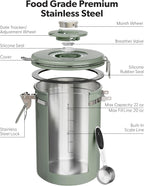 Veken Coffee Canister with Window, Airtight Stainless Steel Kitchen Food Storage Container with Lids, Date Tracker and Scoop for Ground, Beans, Tea, Flour, Cereal, Sugar Jars, 22OZ, Green