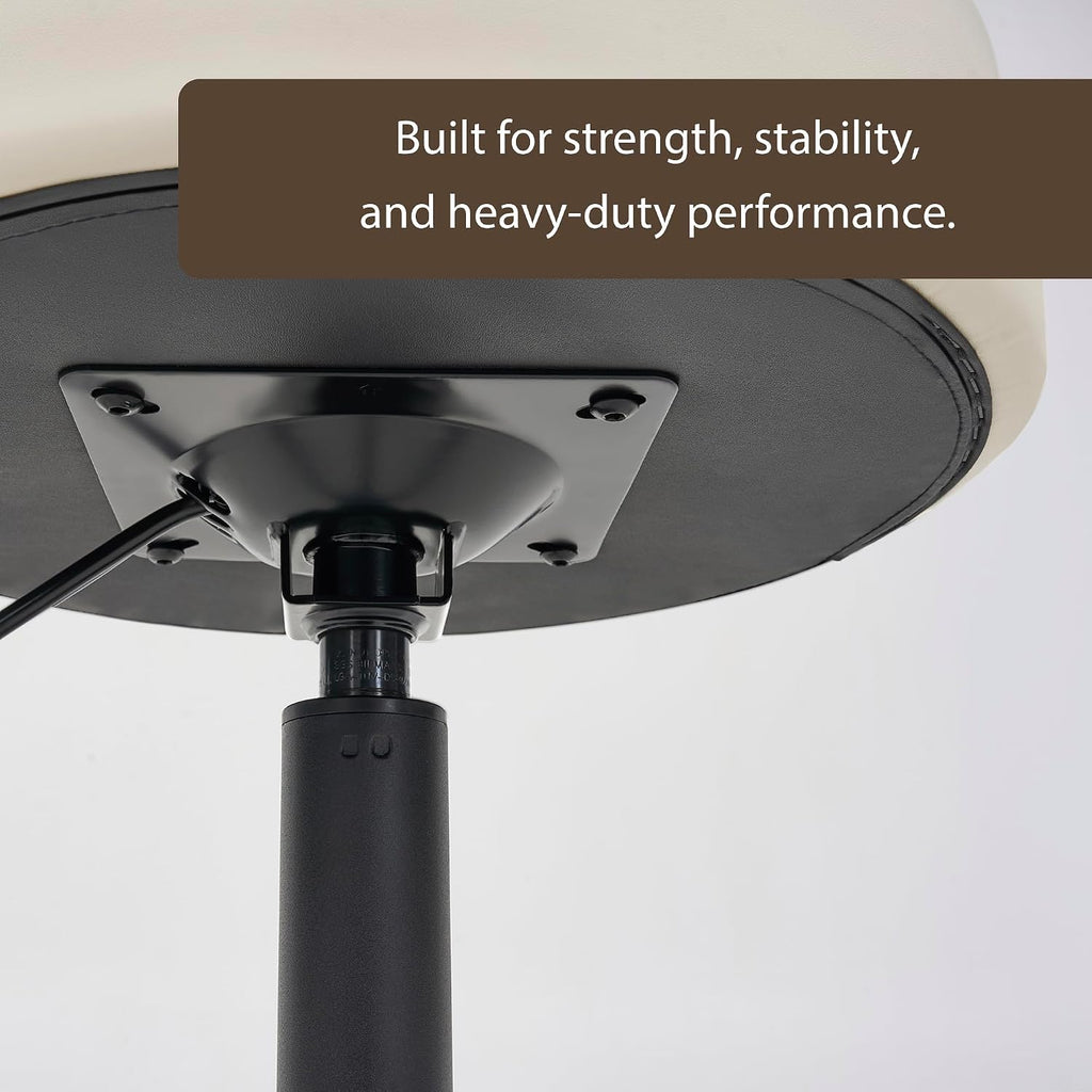 Heavy Duty Extra Wide Thick Cushion Seat Adjustable Height Swivel Rolling Stool for Clinic, Salon, Tattoo, Office, Bar and Home - NAIA 502 (Vanilla, Standard)