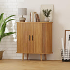 31.5" Buffet Cabinet,Sideboard Buffet Cabinet with Storage,Sideboard Console Table with Sliding Door & Adjustable Shelf,Curved Edge Sideboard Cabinet for Living Room, Kitchen(Natural)