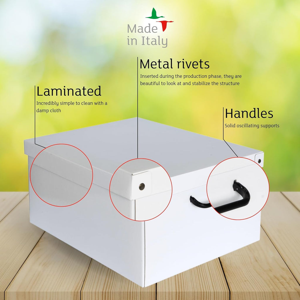 Lavatelli: Storage Box 6 Pack: Large - Map - Lid & Side Handles, Decorative Cardboard Organizer, Stacks-Folds, Home-Clothes-Toys, 19.7 x 15.7 x 9.8