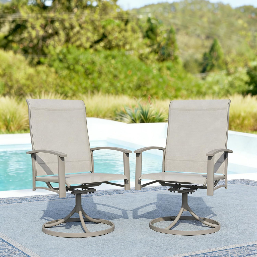 Outdoor Swivel Rocker Dining Chair Set of 2, All Weather Patio Dining Chair with Textilene High Back and Metal Frame, Backyard, Lawn Garden and Deck Porch Patio Furniture Set