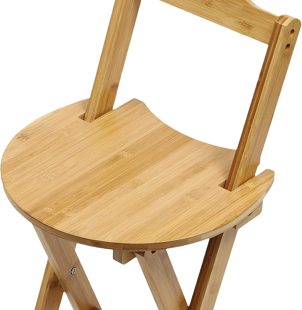 Foldable Bar Stool, 24.8 Inch Height Portable Wooden Bar Stool, Folding Kitchen Counter Chair X-Frame Stool 220 lbs Capacity, Counter Height Stool for Kitchen, Bar, Coffee, Outdoor