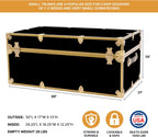 Rhino Trunk & Case Classic Camp & College Trunk with Antique Brass Hardware - 30"x17"x13", 1500+ lbs Capacity - Soft-Close Lid. Strong, USA Made Summer Camp Footlocker and Secure Dorm Storage Chest