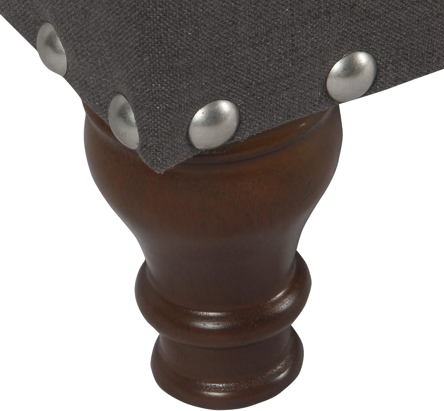 HomePop Upholstered Storage Bench with Nailhead Trim – Charcoal
