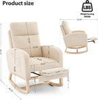 Rocking Chair Nursery, Nursing Rocking Chairs with Foot Rest for Mom Nursery,Rocker Glider Chair with High Backrest for Living Room, Bedroom, Upholstered Lounge Chair with Solid Wood Base for Relaxin