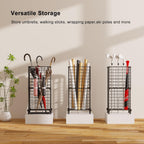 AWTATOS Umbrella Holder Entryway, Umbrella Stand Freestanding, Black | Metal Square Umbrella Rack Organizer with a Removable Drip Tray, Hooks
