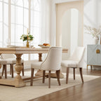 Kmax Fabric Dining Chairs Set of 2 Upholstered Side Chairs Farmhouse Accent Chairs with Nailhead Wood Legs for Dining Room Guest Room Restaurant, Cream