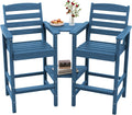 SERWALL Tall Adirondack Chairs Set of 2 with Connecting Table, Blue