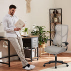 DUMOS Home Office Desk Chair - Ergonomic High Back Mesh Computer Task Chair with Comfy Flip-up Armrests, Swivel Adjustable Height with Wheels, Comfortable Lumbar Support, for Adults, Gery