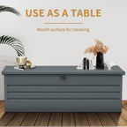 Multi-Purpose 260 Gallon Patio Storage Bench, Carbon Black Metal Storage Box with for Cushions, Garden Tools, Pool Supplies & Patio Use