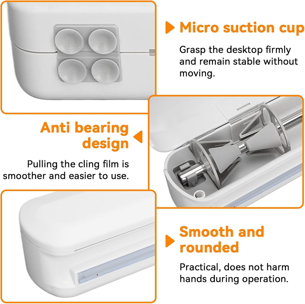 Plastic Wrap Dispenser with Cutter, Foil Dispenser Cling Wrap Dispenser Wrapping Paper Dispenser for Tin Foil Slide Cutter(S)