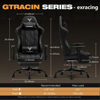 Gaming Chair with Footrest, Ergonomic High-Back PU Leather Computer Chair with 3D Adjustable Armrests, Headrest and Lumbar Support, Office Desk Chair with Diamond Stitching for Adults & Teen