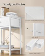 SONGMICS Bedside Table, Side End Table with Drawer, Nightstand with Lower Shelf for Bedroom, Living Room, 11.8 x 15.6 x 23.8 inches, Cloud White, BELLAH Collection ULGS101W101S