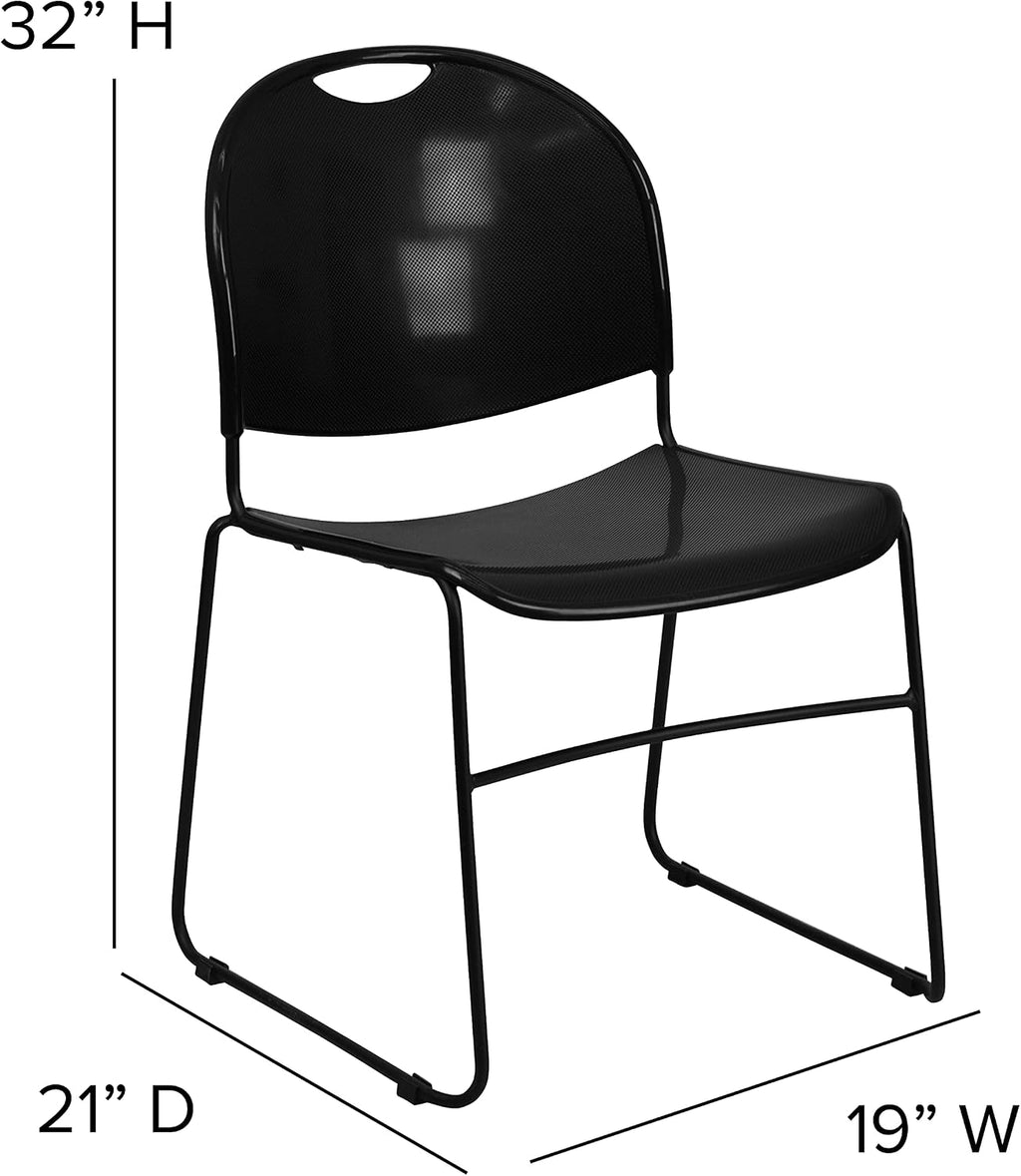 EMMA + OLIVER Black Ultra-Compact School Stack Chair - Office Guest Chair/Student Chair