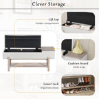 RUNNA Farmhouse Upholstered Storage Bench with Hidden Compartment, Modern Entryway Bench for Living Room,Entryway,and Hallways (Natural#14)