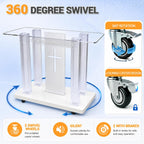 Clear Acrylic Holy Communion Table, Church Altar Table with LED Color Changing Lights & Remote Control, Mobile Worship Table with 4 Swivel Casters , Engraved Cross & Scripture for Church & Home Use