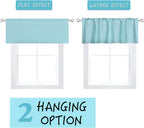 DECOVSUN Aqua Blue Valance for Windows 42x18 Inch Solid Thermal Insulated Blackout Rod Pocket Kitchen Short Curtain Toppers Valance for Bathroom Living Room 2 Panels