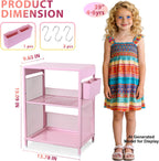 Pink Small Nightstand, Kids Nightstand for Bedroom, End Table with Hooks and Holder, Toddler Bedside Table for Girls, Desk Organizer for Office, Dorm (Pink)