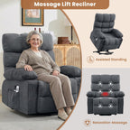 Power Lift Recliner Chair for Elderly with Heat and Massage, Electric Recliners Single Sofa with Side Pocket and USB Charge Port for Living Room and Bedroom Comfort