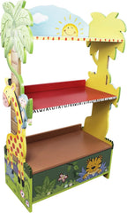 Fantasy Fields Sunny Safari Kids Wooden Bookshelf with Storage Drawers, Multicolor