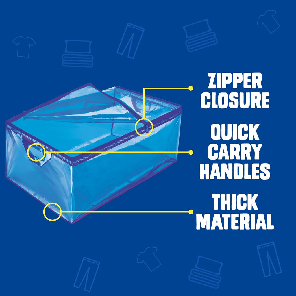 Ziploc Flexible Totes, X-Large Size, 22 Gallon, 2 Count Organizing Tote with Zipper and Built‑In Handles, Flexible & Stackable Clothing and Home Storage Bag