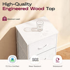 WLIVE Nightstand with 3 Drawers, Fabric Dresser, Organizer Unit, Storage Dresser for Bedroom, Hallway, Entryway, Closets, Sturdy Steel Frame, Wood Top, Easy Pull Handle, White