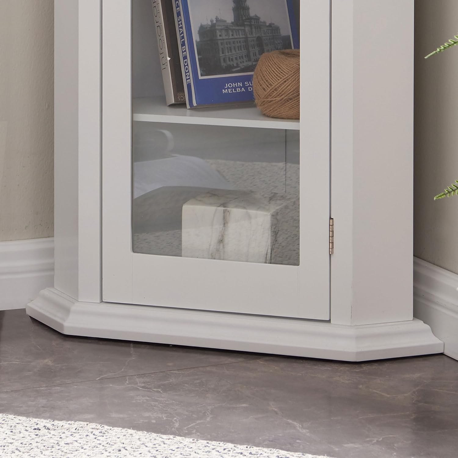 Kings Brand Corner Curio Display Cabinet w/Glass Door & Shelves, White | Glass Door Display – Showcases and Protects Collectibles, Décor, and Accent Pieces with a Clear Glass Door