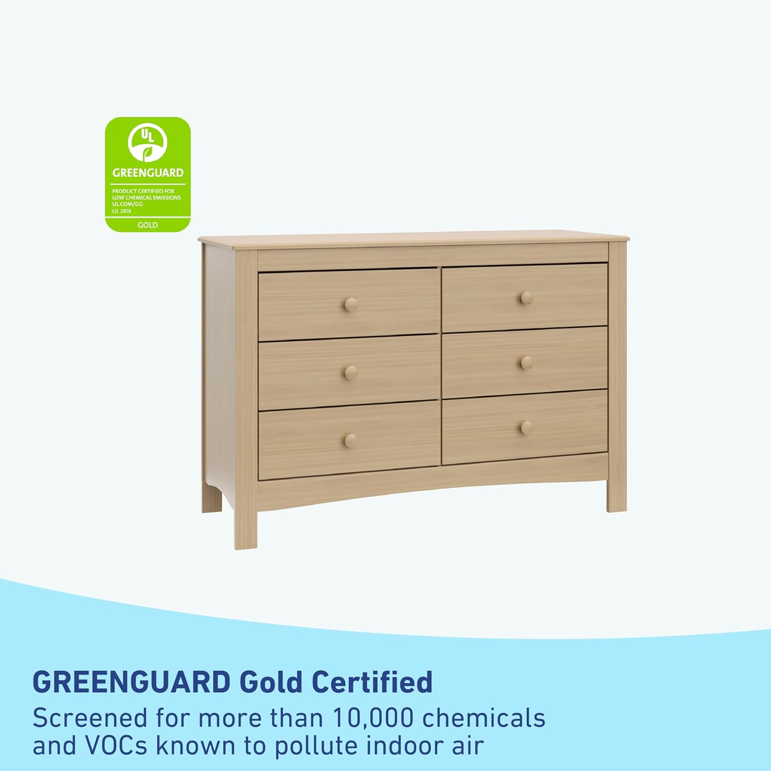 Graco Noah 6-Drawer Dresser, Driftwood | GREENGUARD Gold Certified, Wood Dresser for Bedroom, Kids & Nursery Storage Chest, Safety Interlocking Drawers, Kids Bedroom