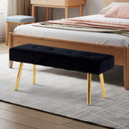 Upholstered Bench for Bedroom End of Bed, 40-inch Entryway Bench for Living Room, Dining Bench with Padded Seat and Metal Legs for Kitchen Bedroom,Indoor and Hallway (Black Velvet Bench)