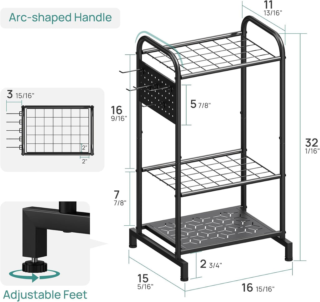 viewcare Garden Tool Organizer, Garden Tool Rack and Storage, Up to 35 Long-Handled Tools/Rakes/Brooms, Heavy Duty Steel Stand for Yard, Shed, Outdoor, Black