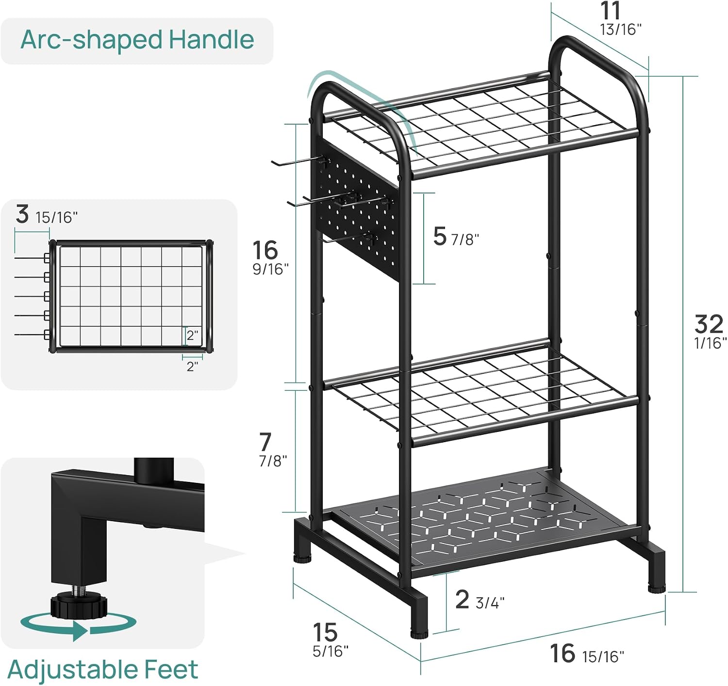 viewcare Garden Tool Organizer, Garden Tool Rack and Storage, Up to 35 Long-Handled Tools/Rakes/Brooms, Heavy Duty Steel Stand for Yard, Shed, Outdoor, Black